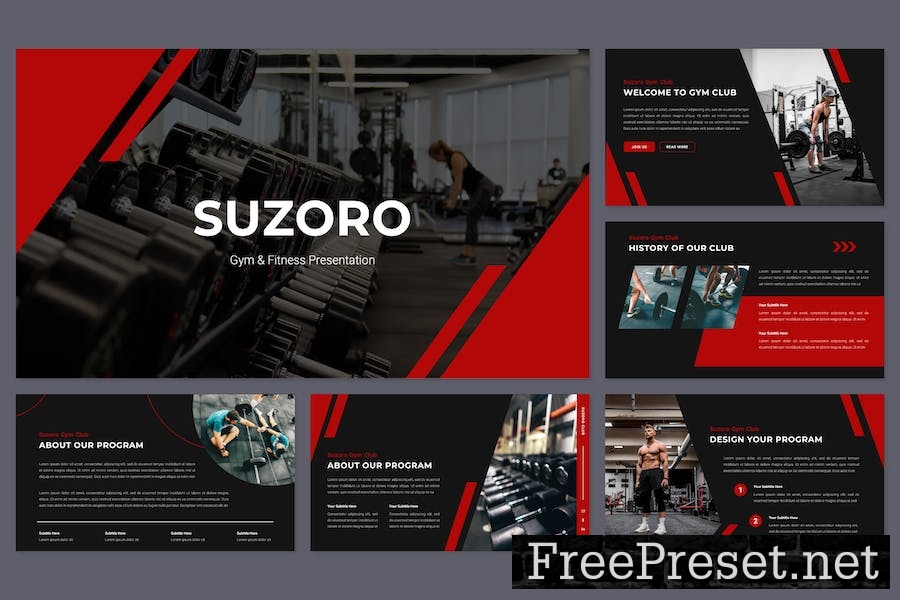 Suzoro - Gym & Fitness Google Slides Template AK8EJZV