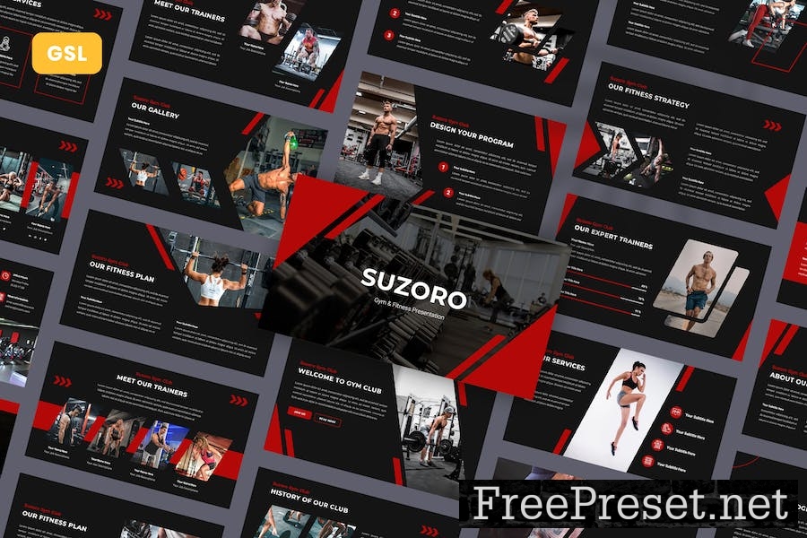 Suzoro - Gym & Fitness Google Slides Template AK8EJZV