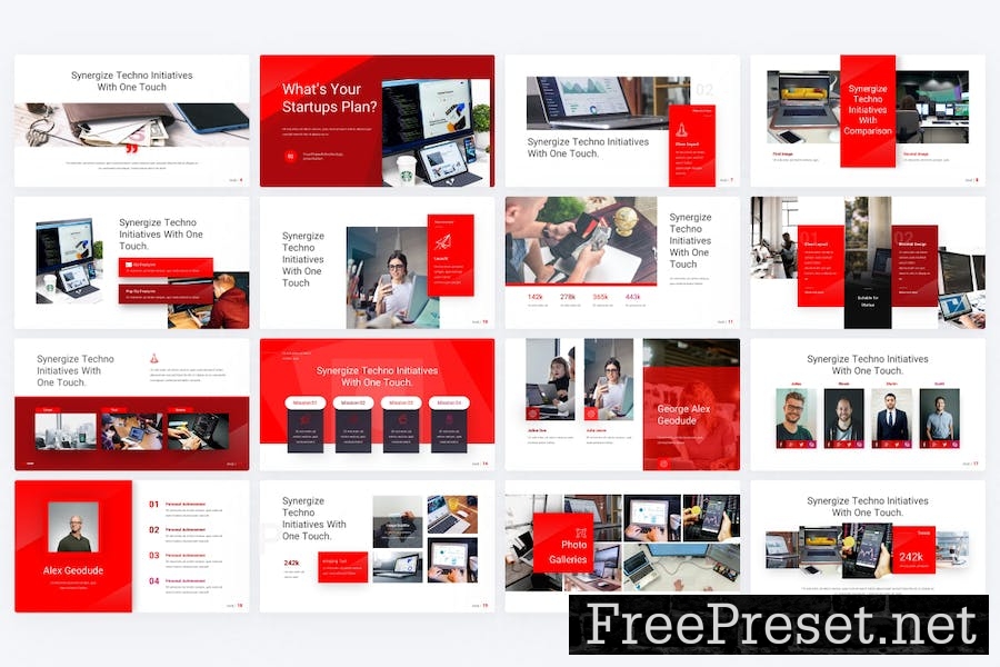 TouchTech Red Technology Google Slides Template LMPESLP