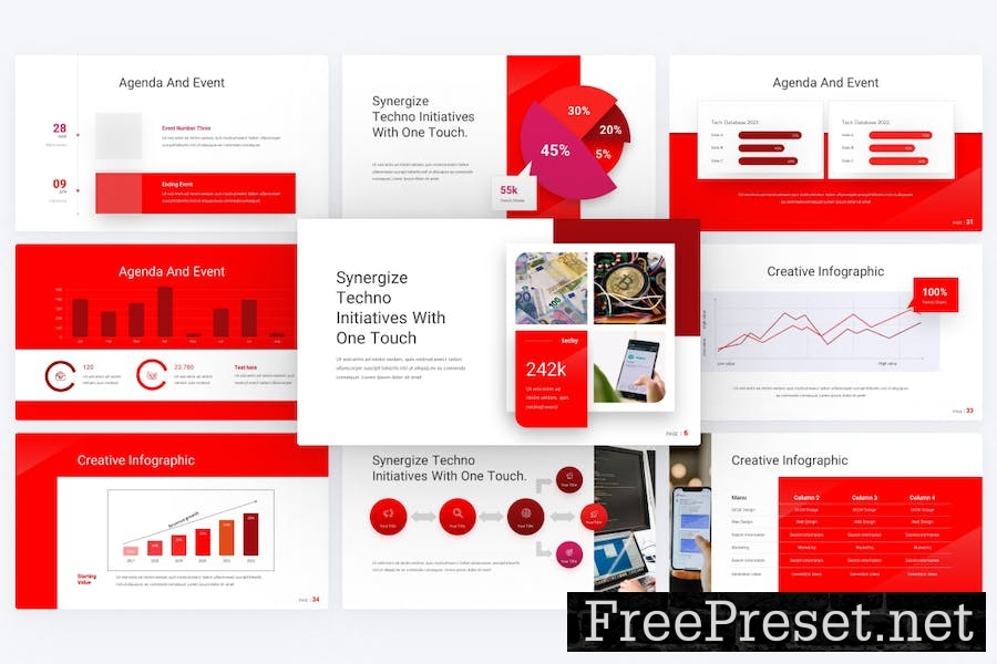 TouchTech Red Technology Google Slides Template LMPESLP