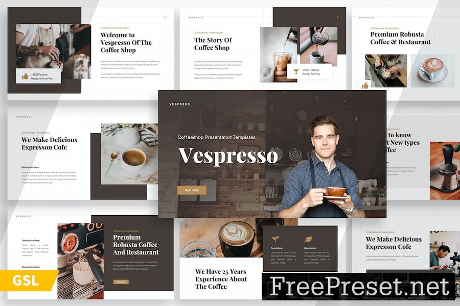 Vespresso Coffee Shop - Google Slide Templates