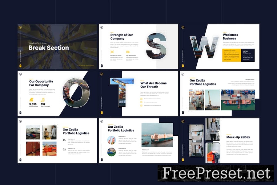 ZedEx - Logistics & Delivery PowerPoint Template SKZ5YSX