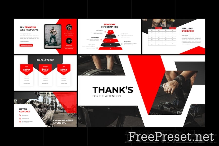 Zenogym - Fitness and Gym PowerPoint Template QZB8FDC