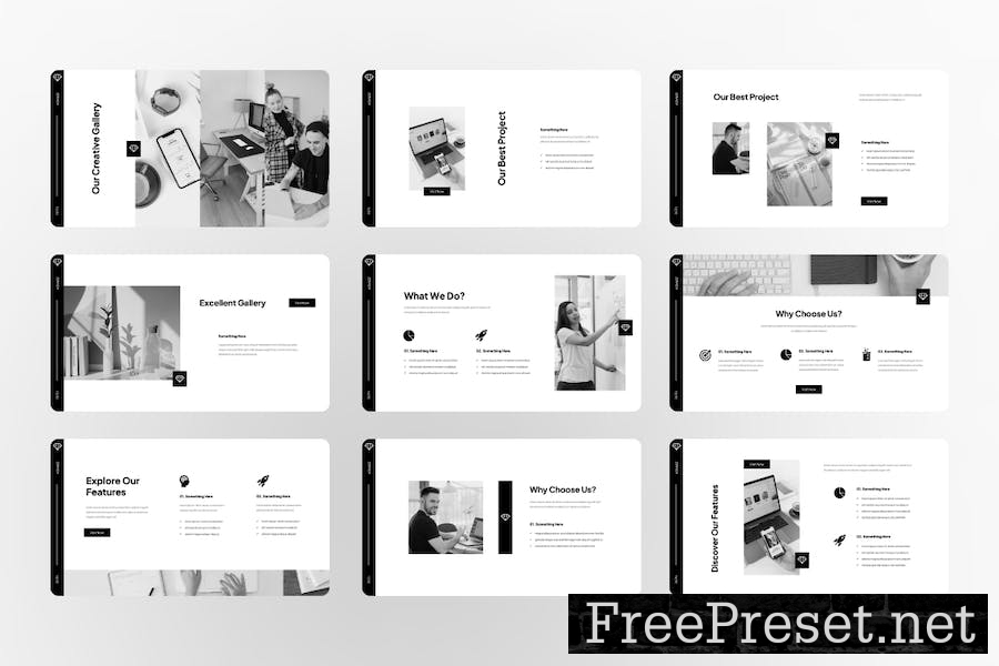 Black & White Powerpoint Presentation DZQPYP6