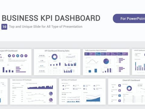 Business KPI Dashboard Model PowerPoint Template PK4QENR