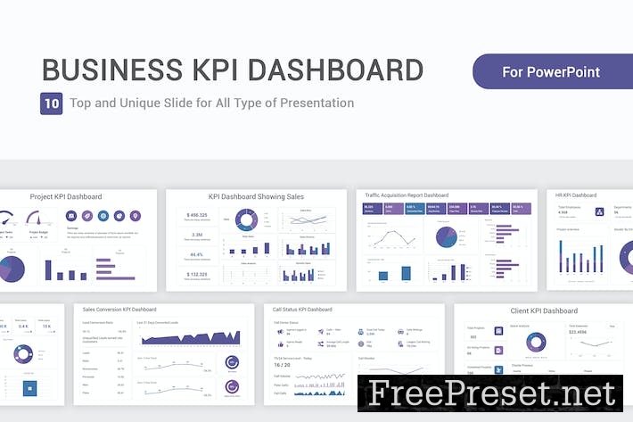 Business KPI Dashboard Model PowerPoint Template PK4QENR