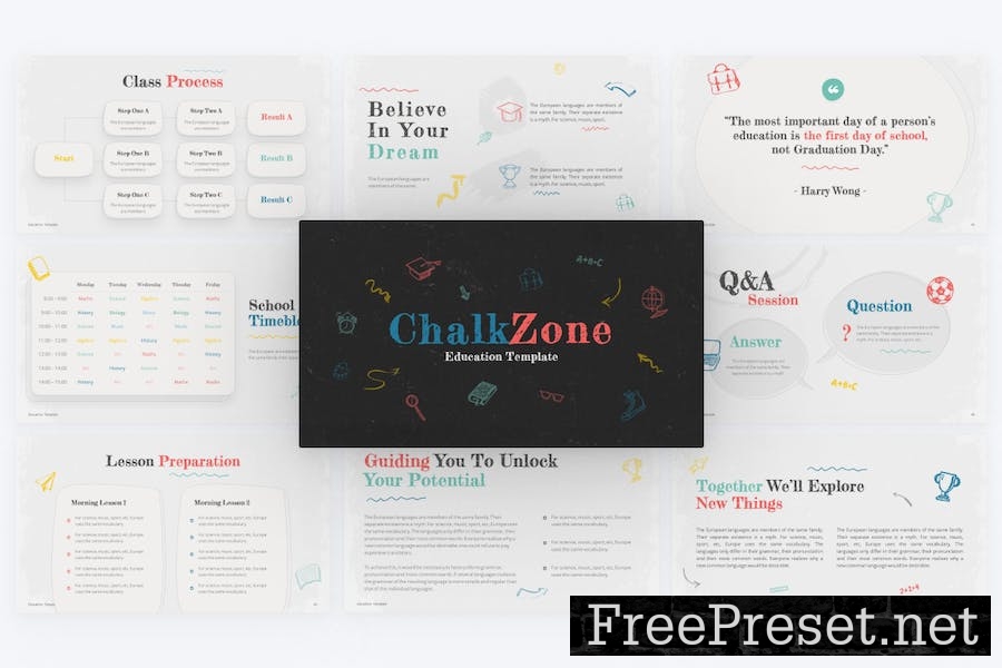 Chalkzone Doodles Education PowerPoint Template 6T6AEC9