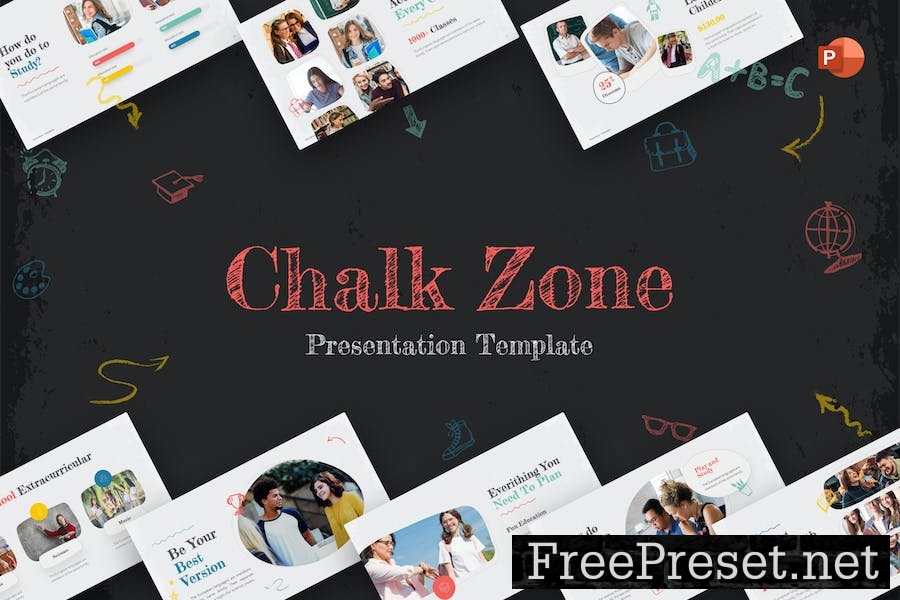 Chalkzone Doodles Education PowerPoint Template 6T6AEC9