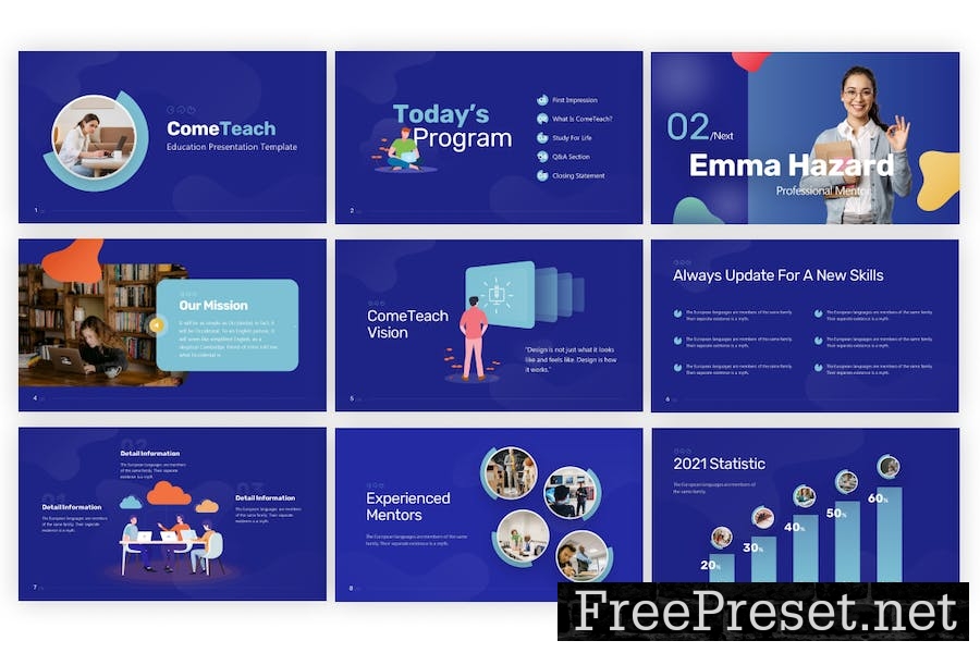 Cometeach Education PowerPoint Template D6GEGX7