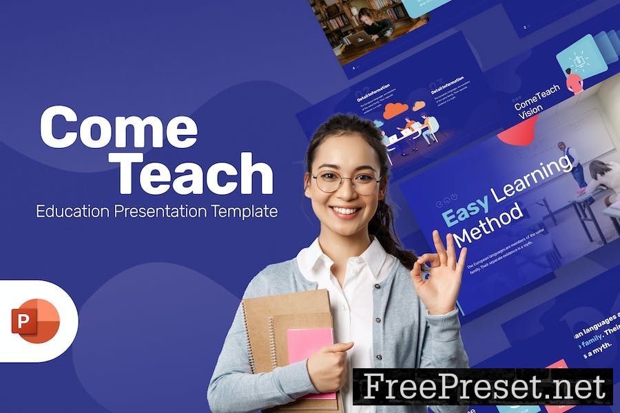 Cometeach Education PowerPoint Template D6GEGX7