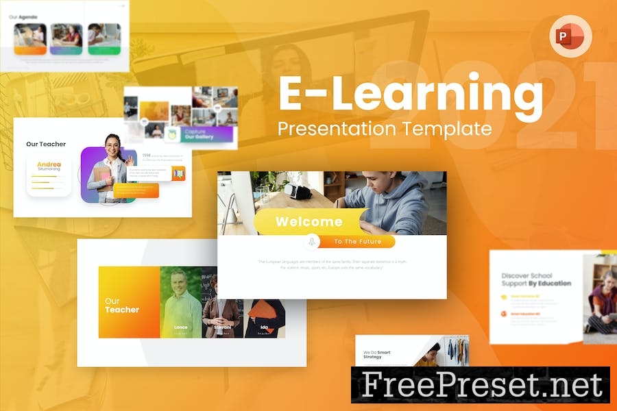 E-Learning Education PowerPoint Template TBN3ERG