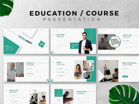 Education / Course powerpoint slide template 8JGS2CT