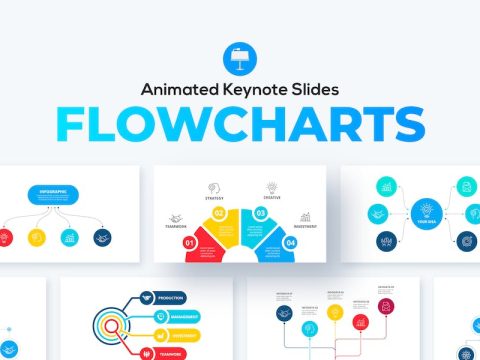 Flowcharts Keynote Presentation Templates. Set 02.