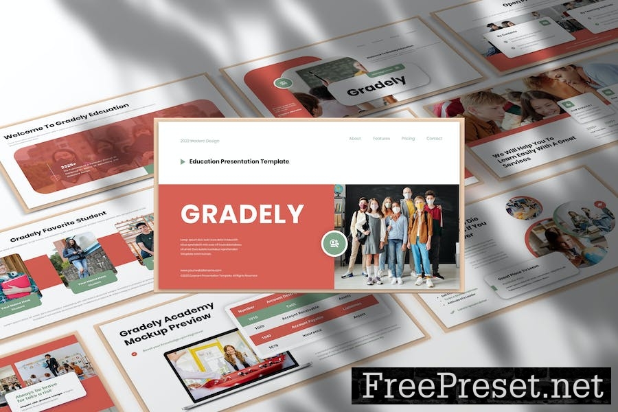 Gradely Education Presentation PowerPoint Template 3FK7SMV