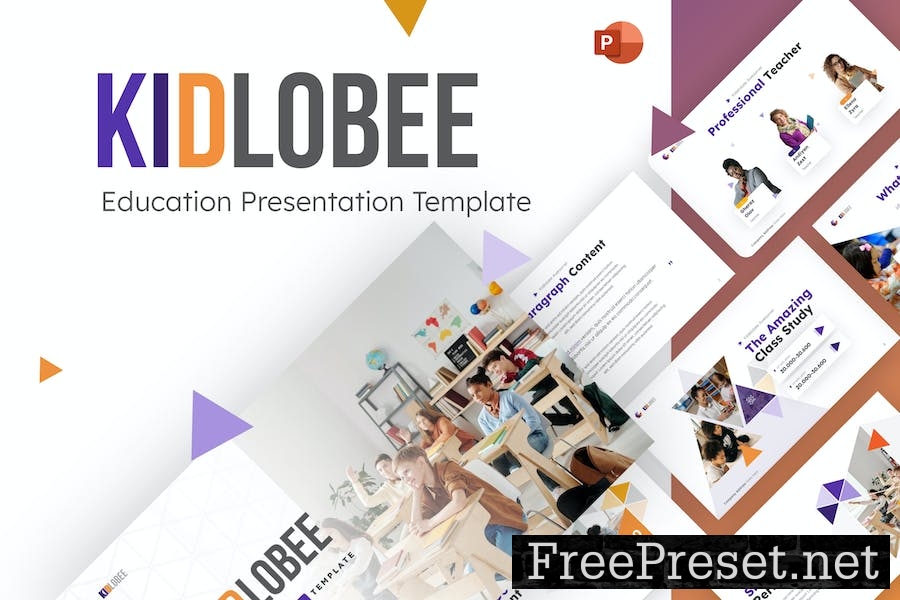 Kidlobee Education PowerPoint Template 87Z49JM