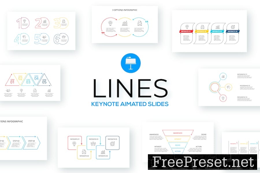 Lines Animated Keynote Infographics