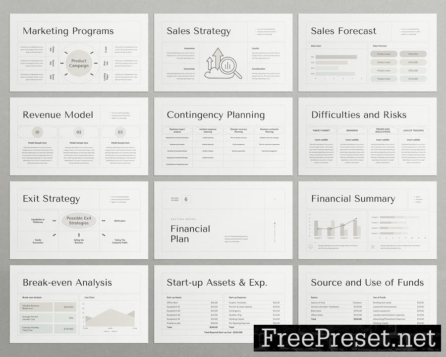 Minimal Business Plan PowerPoint Template PCHV9XD