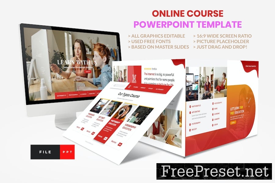 Online Course - Education PowerPoint Template GRE5XE3