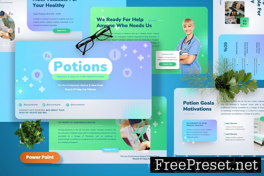 Potions - Medical & Healthcare Powerpoint Template LK568FU