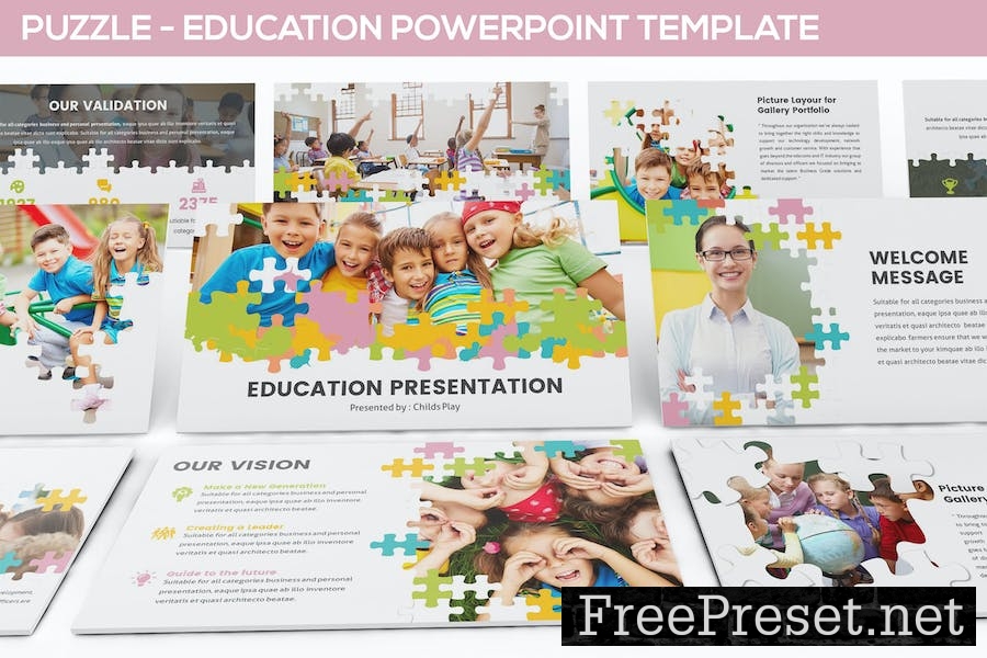 Puzzle - Education Powerpoint Template FLB3CE