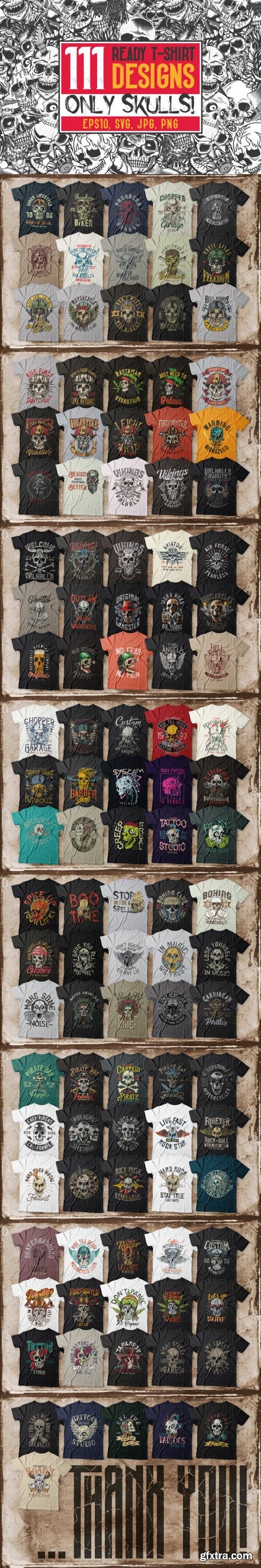 111 T-shirt Designs. Only Skulls!