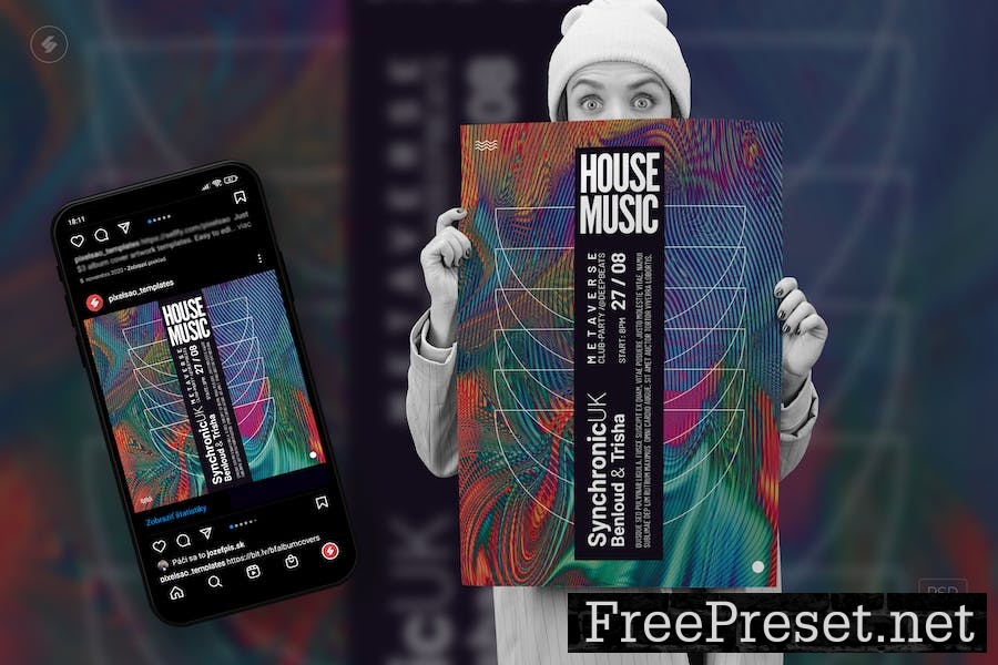 Acid House Music – Abstract Poster, Flyer Template YL3GHSN