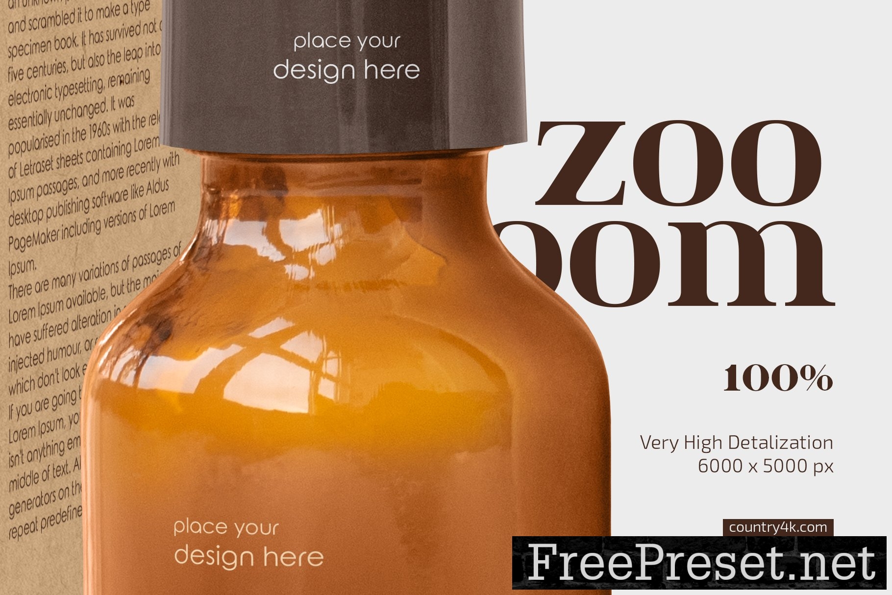 Amber Glass Cosmetic Bottle Mockup 12788570