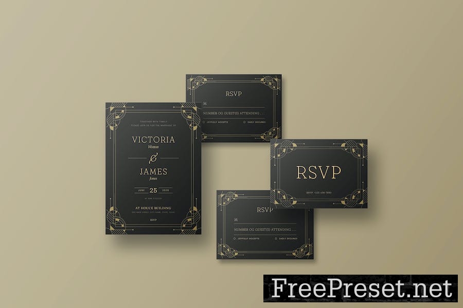 Art Deco Wedding Invitation Set | Celestia KY8RMJ3