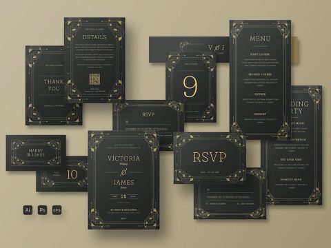 Art Deco Wedding Invitation Set | Celestia KY8RMJ3