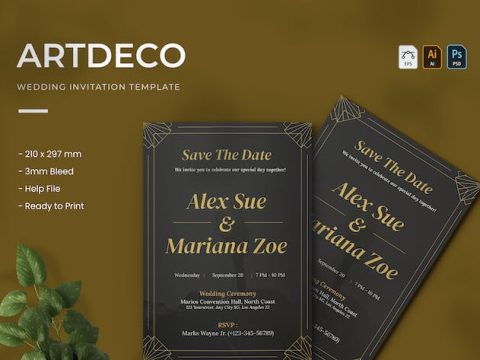 Artdeco - Wedding Invitation A55BNMX