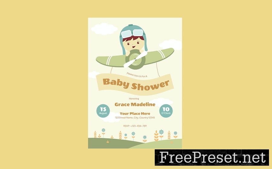 Baby Shower Invitation - Airplane Theme NS2XEKH