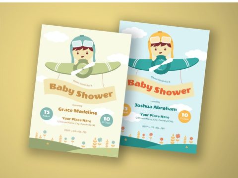 Baby Shower Invitation - Airplane Theme NS2XEKH