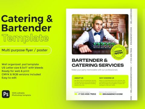 Bartender and Catering Services Flyer Template 639BQ4N