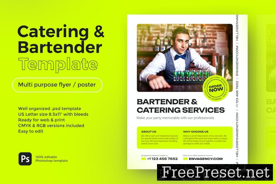 Bartender and Catering Services Flyer Template 639BQ4N