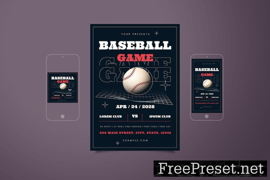 Baseball Game Flyer Set 7DGM7TH