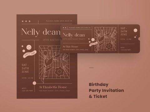 Birthday Party Invitation & Ticket REQH5AT