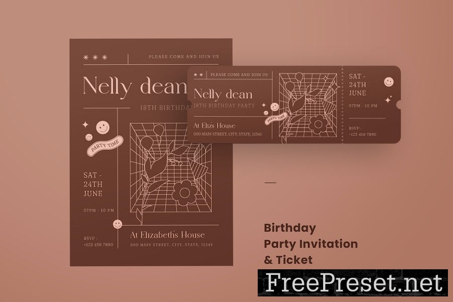 Birthday Party Invitation & Ticket REQH5AT