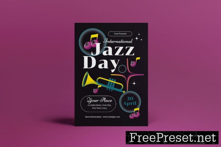 Black 3D International Jazz Day Flyer Set PMJFZ9P