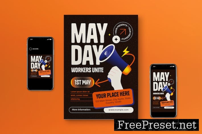 Black 3D May Day Flyer Set MT2X5TN