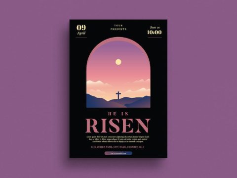 Black Elegant He is Risen Event Flyer C3MR53G