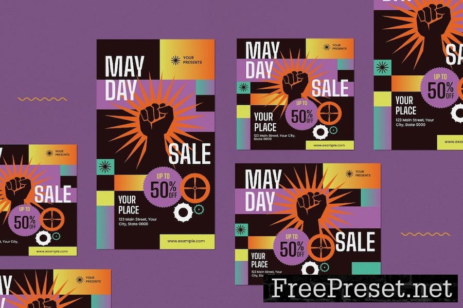 Black May Day Sale Flyer Set VP3G3QZ