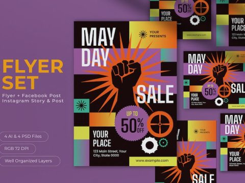 Black May Day Sale Flyer Set VP3G3QZ