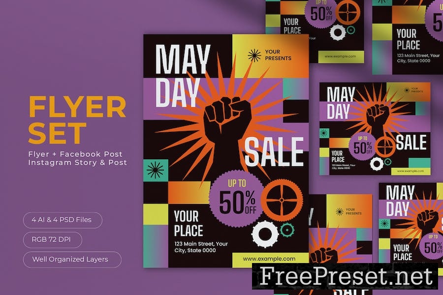 Black May Day Sale Flyer Set VP3G3QZ