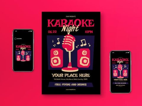 Black Post Modern Karaoke Night Flyer Set