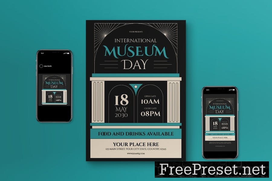 Black Vintage International Museum Day Flyer Set