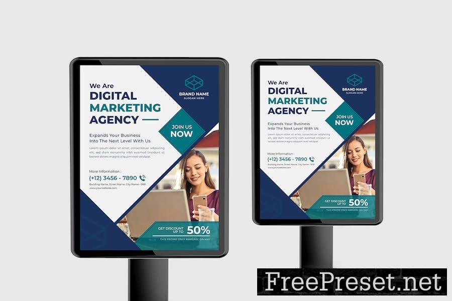 Blue Digital Marketing Billboard 46ZMXNC