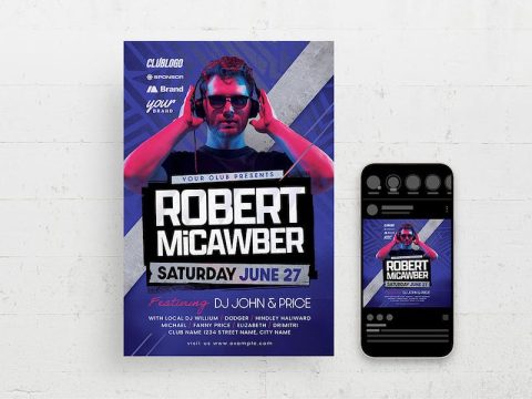 Blue DJ Flyer Template XXP88F6