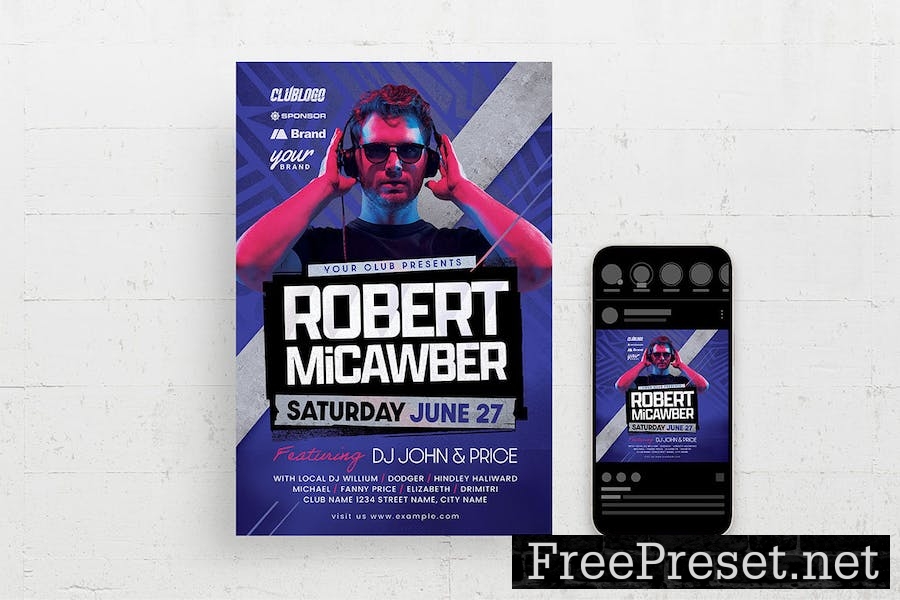 Blue DJ Flyer Template XXP88F6