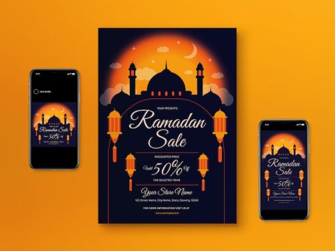Blue Gradient Ramadan Sale Flyer Set 5EA6DEQ