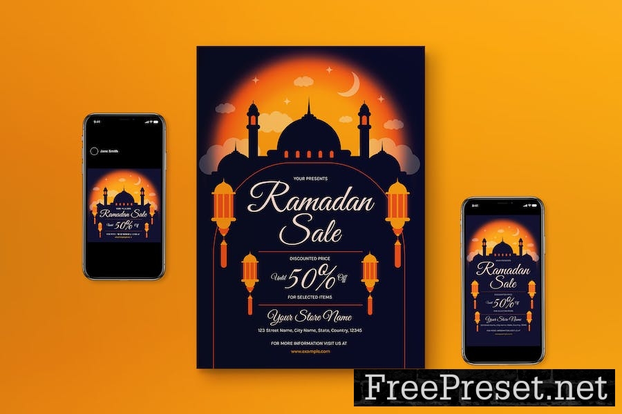 Blue Gradient Ramadan Sale Flyer Set 5EA6DEQ